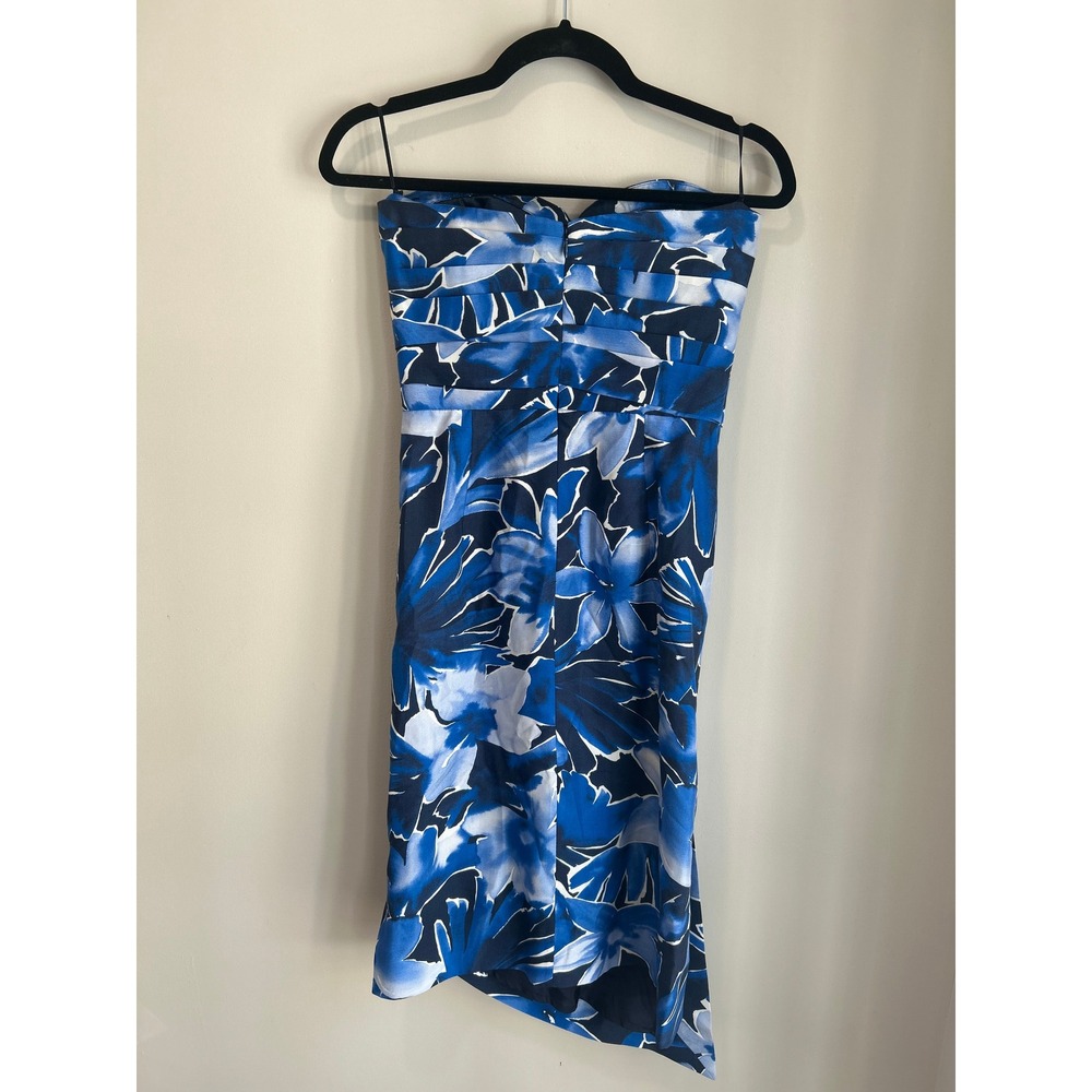 Michael Kors Collection Silk Strapless Floral Midi Dress Blue Designer Luxury - Picture 8 of 11